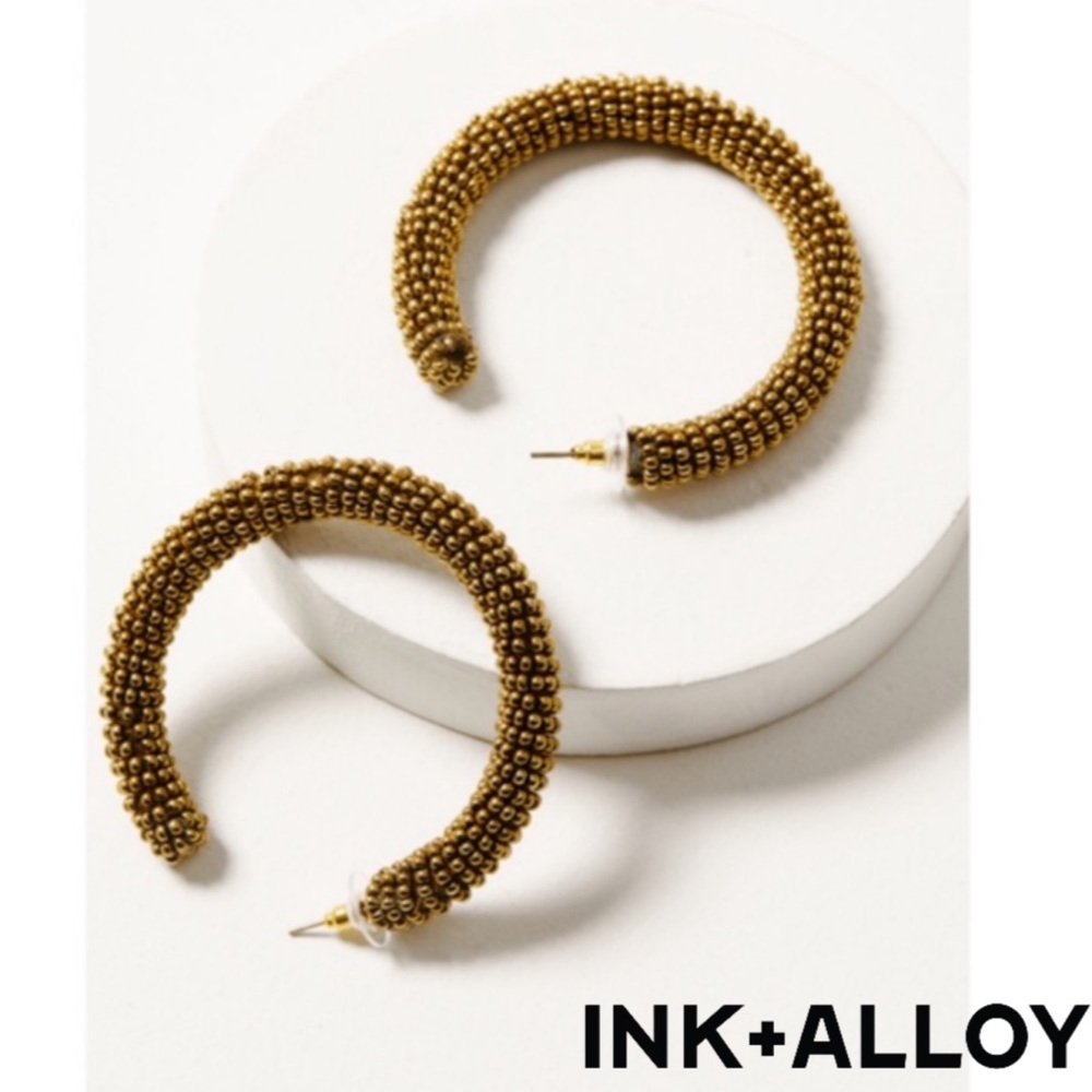 Ink + Alloy Luxe Gold Seed Beaded Hoop Earrings
